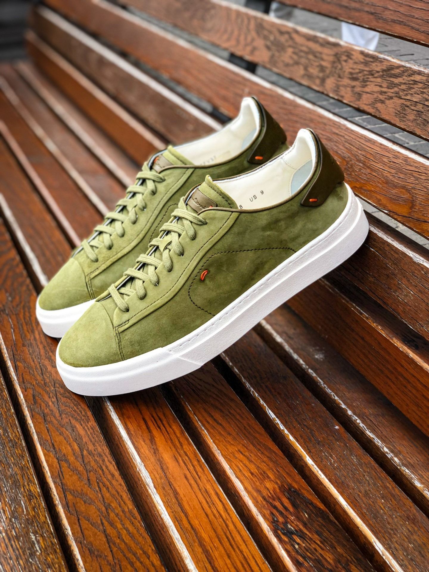 Santoni Green Suede Trainer • Brogue